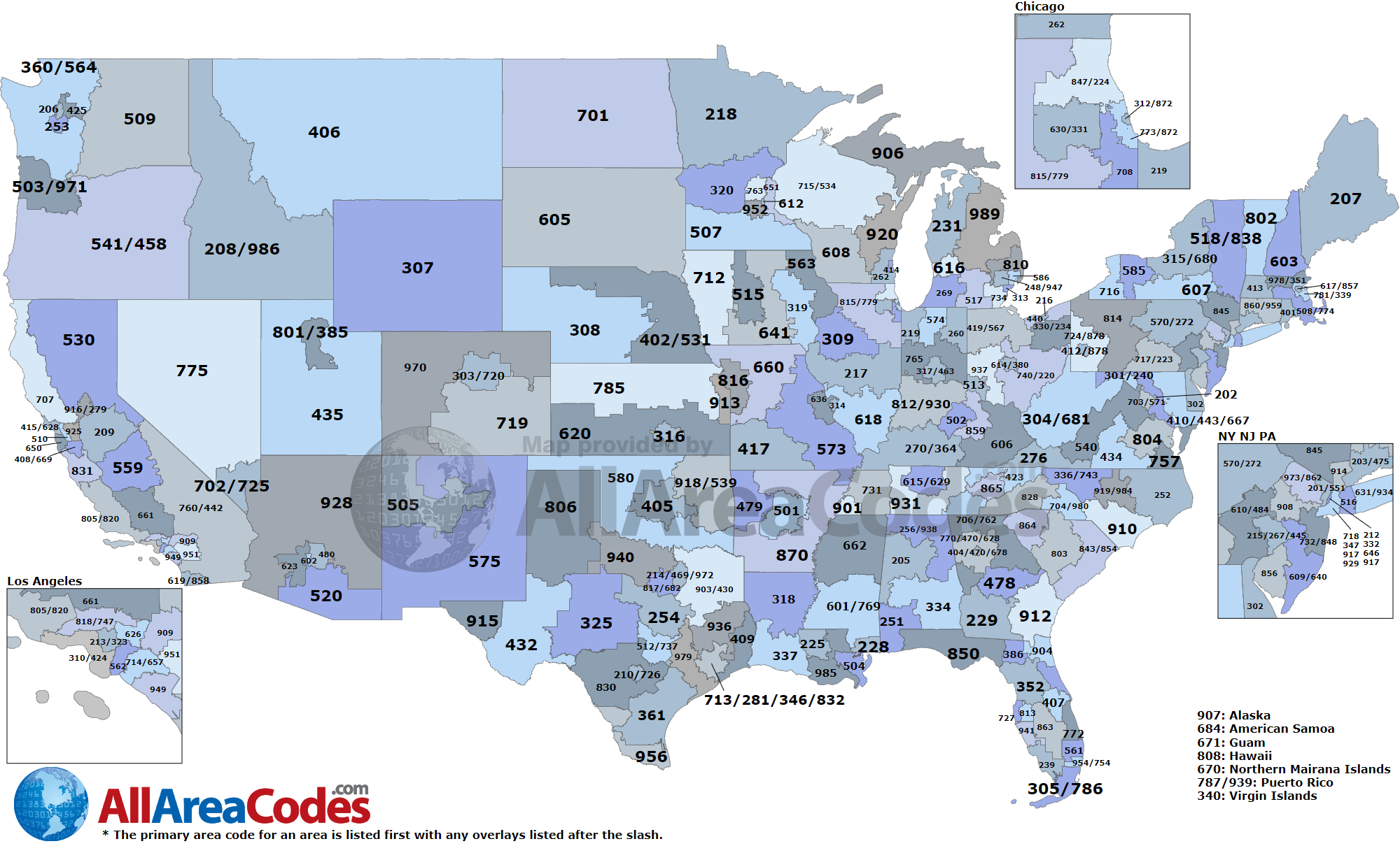 Area Code Map USA Printable Map Of USA