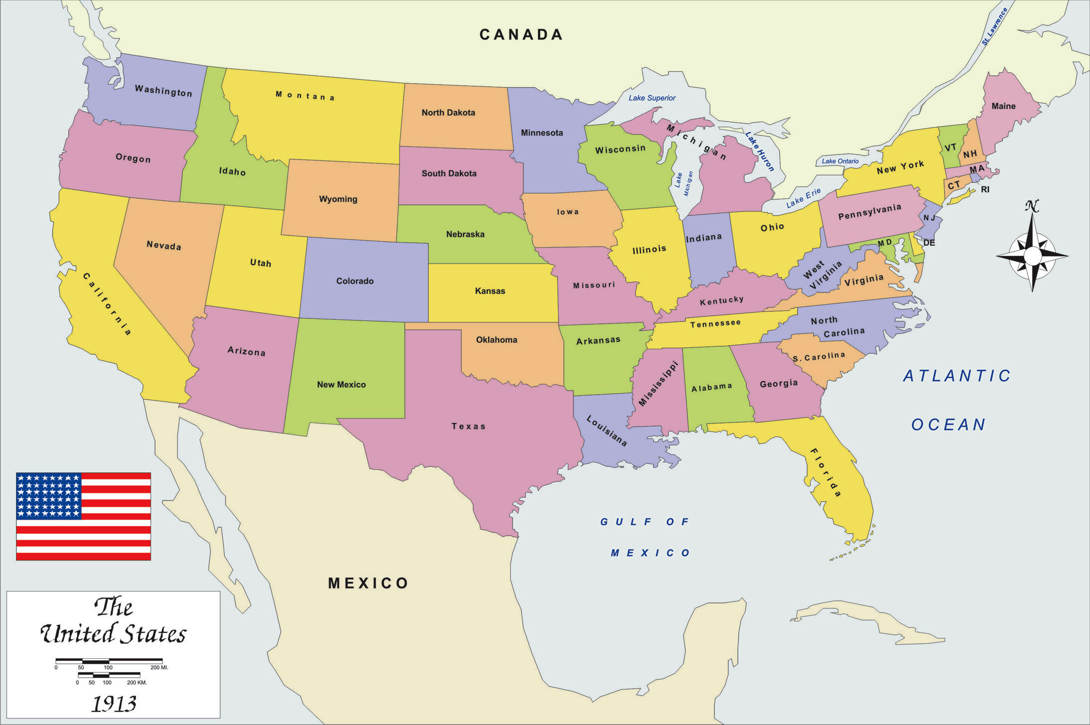 10 Awesome Printable Map Of The Lower 48 States Printable Map