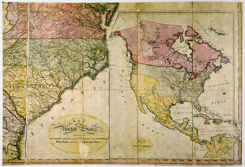 Antique Map Of United States C 1800 Stock Image Image Of Antique 