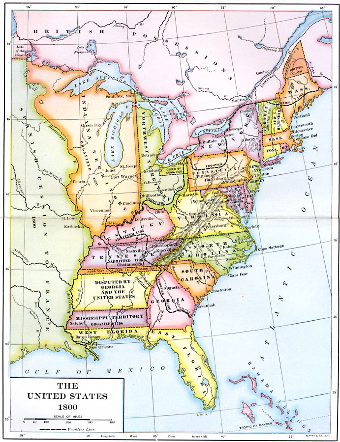 Map Of The United States In 1800