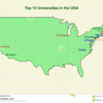 2d Map Of Top Ten 10 University In The USA Royalty Free Stock