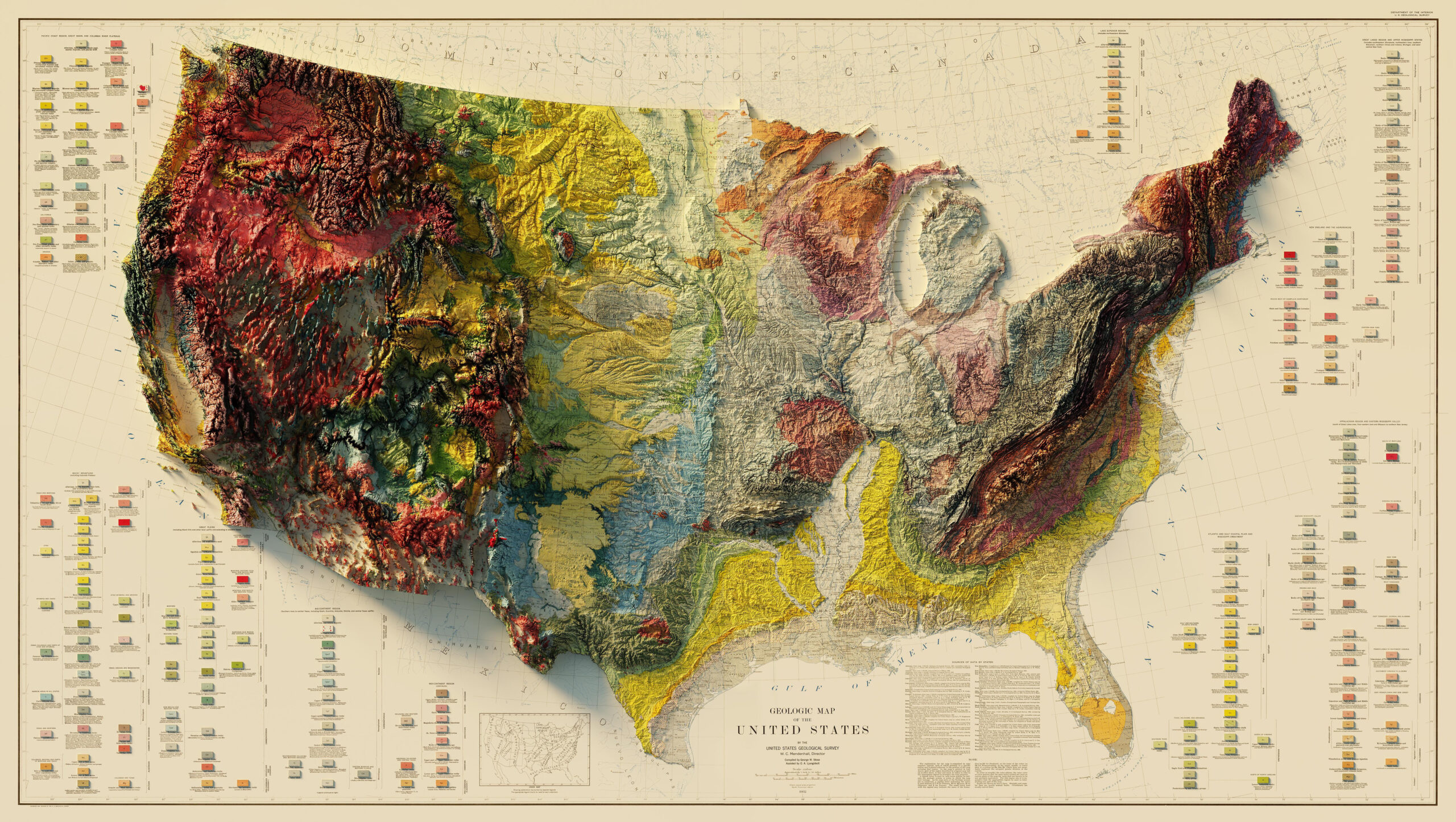 3D Render Of A 1932 Geologic Map Of The United States Interestingasfuck