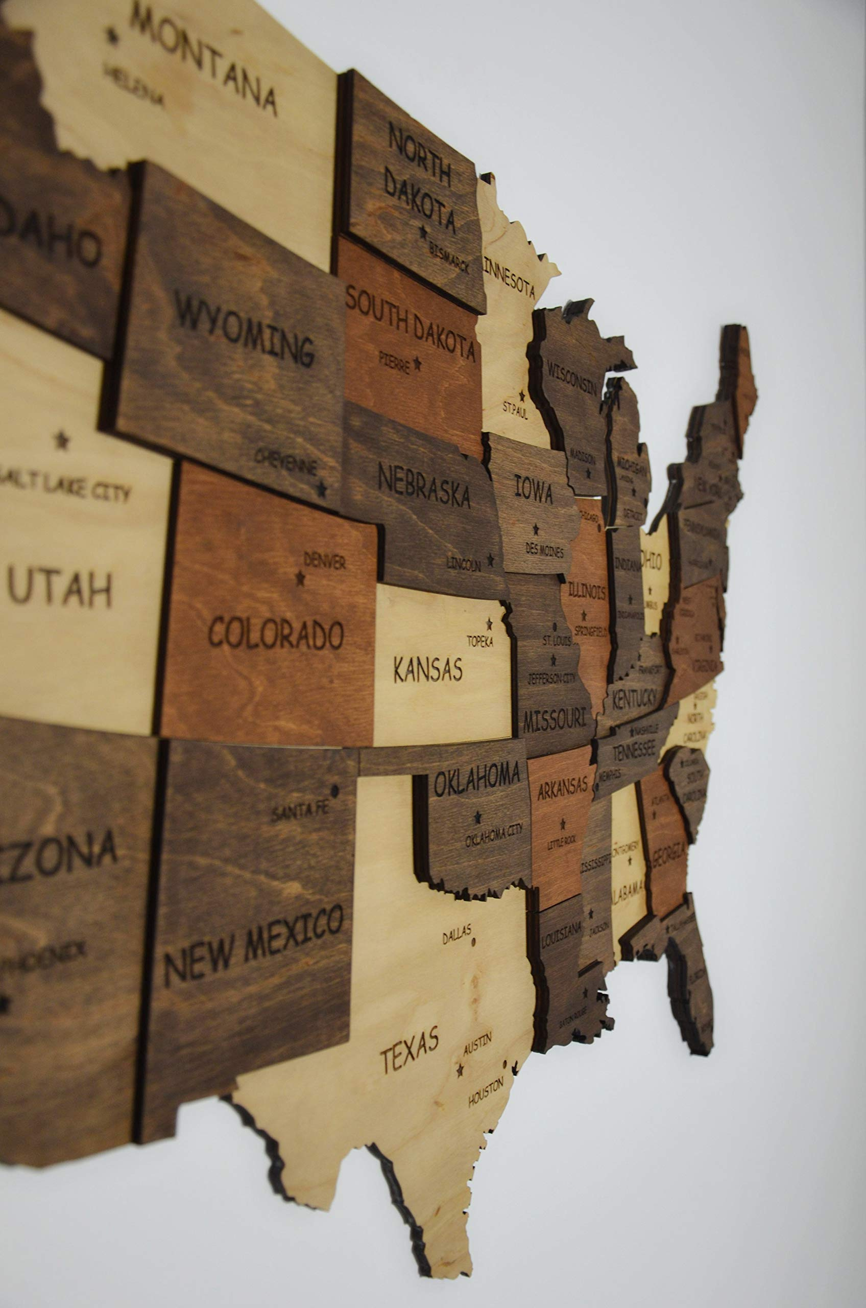 3D Wood Map Of United States Wooden Wall Art Wooden Map Dorm Decor Map 