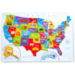 44PCS Magnetic USA Puzzle Map For Kids With Capitals And Outline Of