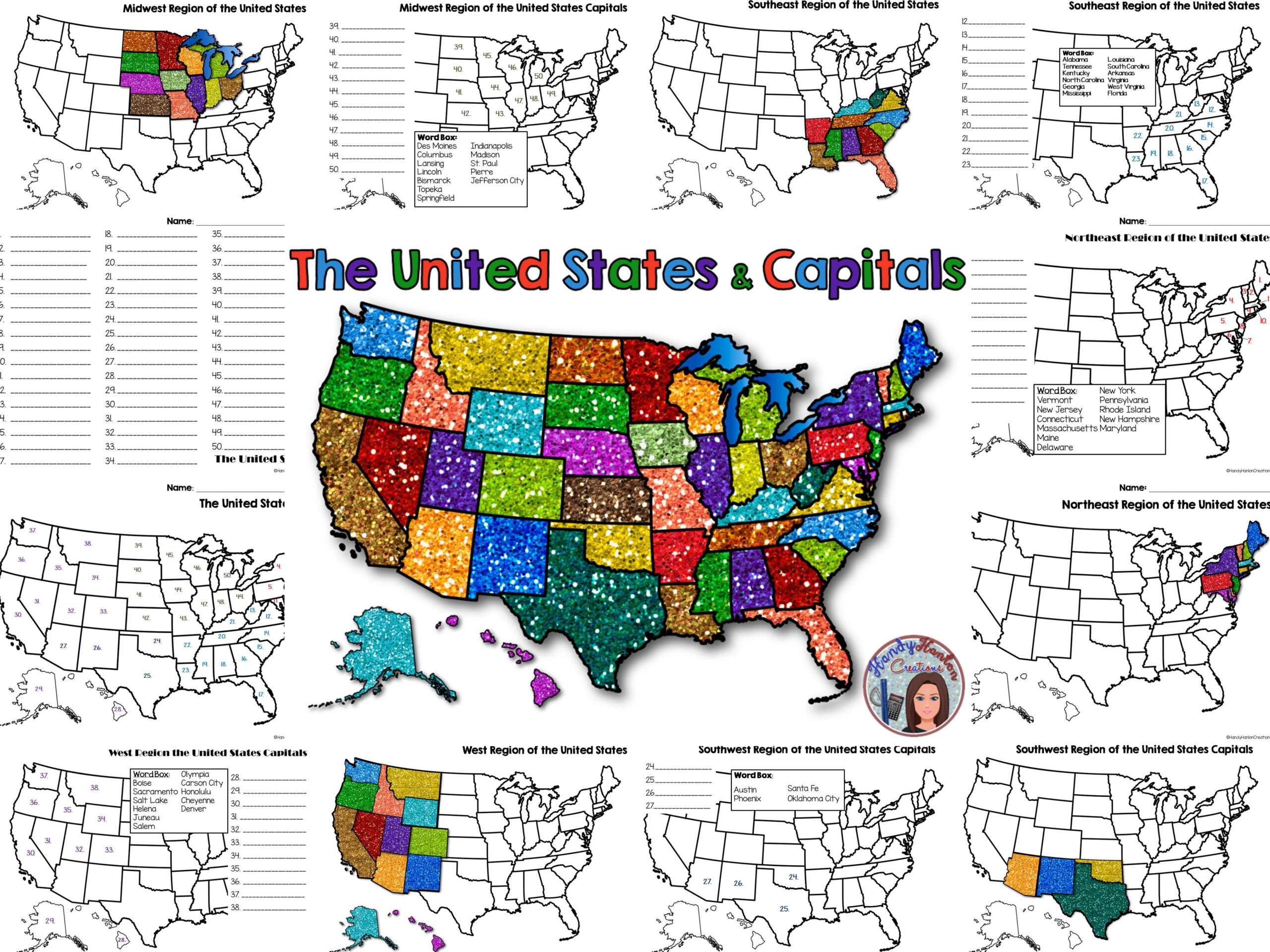 50 States And Capitals Test Printouts States And Capitals United 