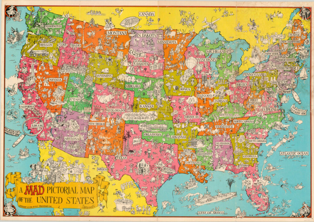 A Mad Pictorial Map Of The United States Curtis Wright Maps | Printable ...