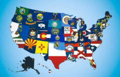 A Map Of The State Flags Of The United States Of America Us States
