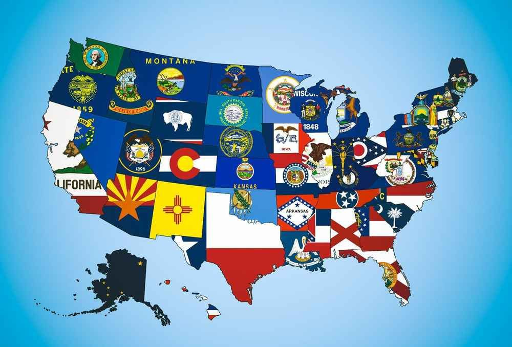 A Map Of The State Flags Of The United States Of America Us States 