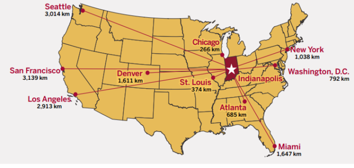 Indianapolis USA Map