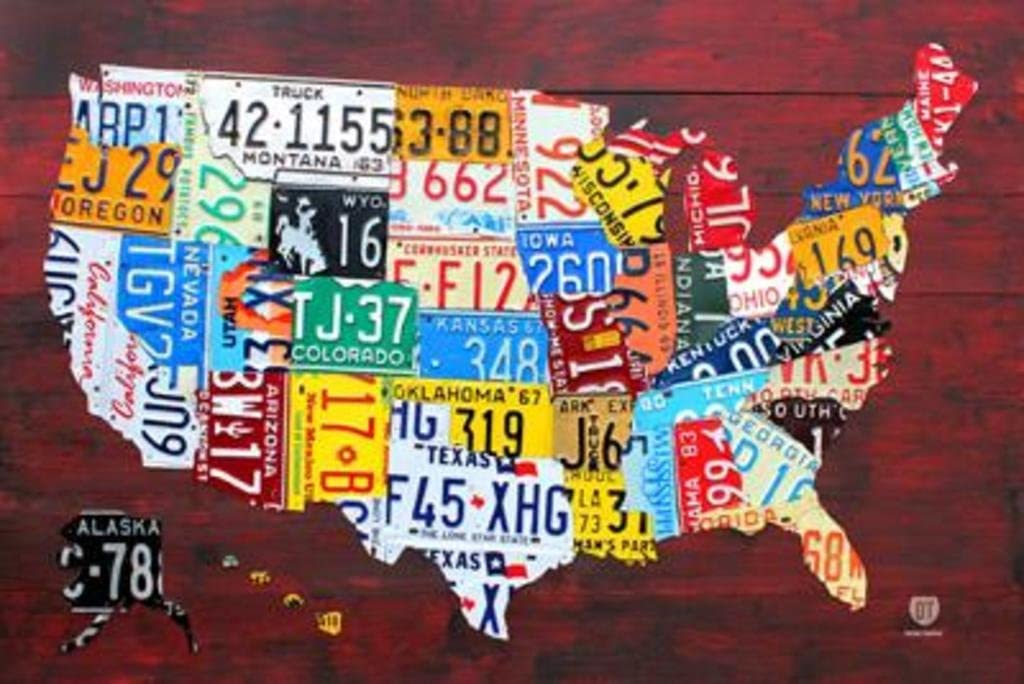 Amazon License Plate Map Of The United States USA Cool Wall Decor 