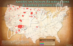 American Indian Reservations Map W Reservation Names 24 x36