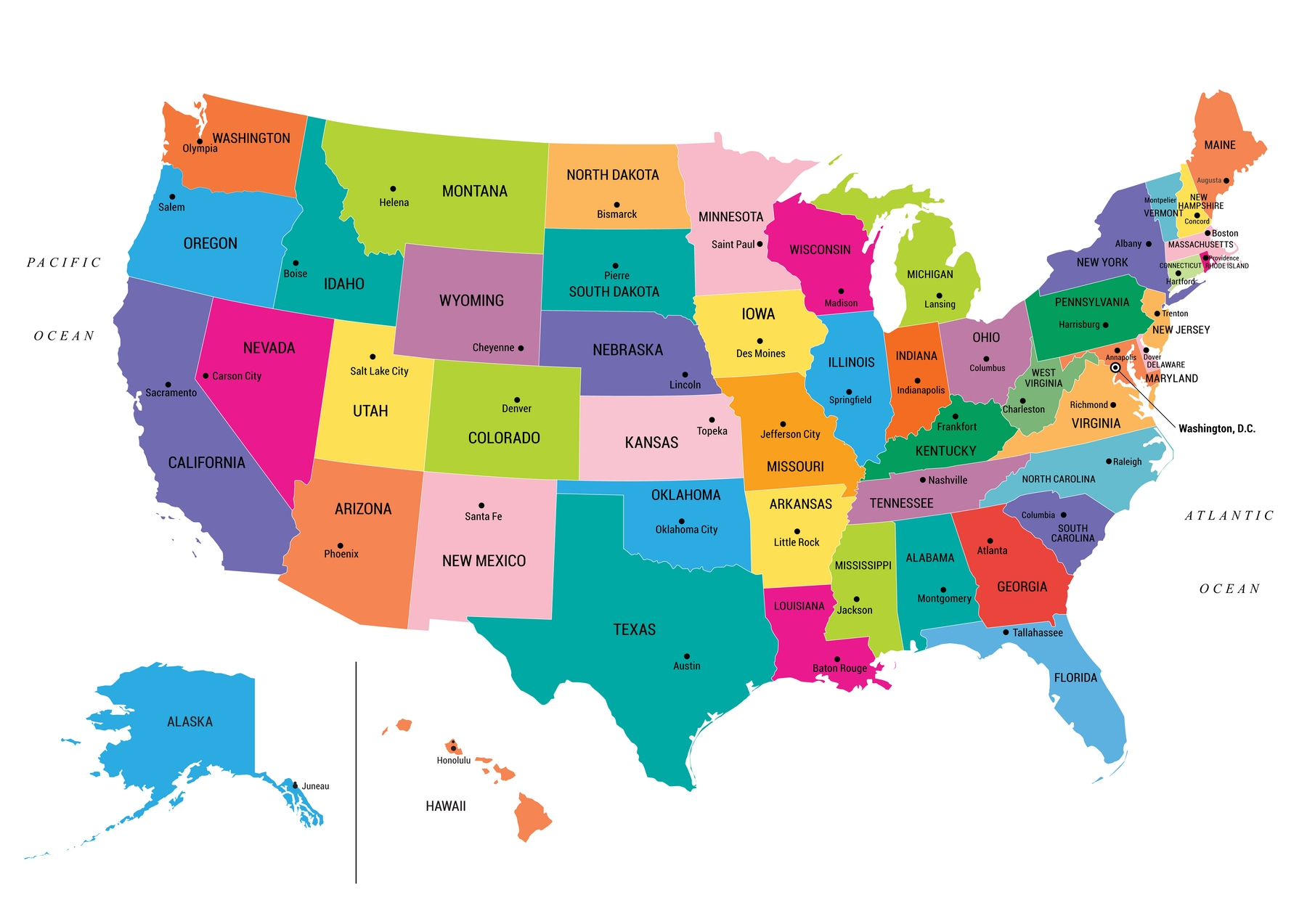 Buy USA Map In Fun Colors Wallpaper Free US Shipping At Happywall
