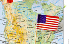 Canada And USA Flag Pin On Map Stock Photo Image 58660407