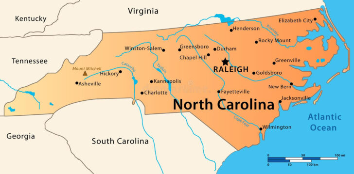 Carolina Del Norte Mapa USA
