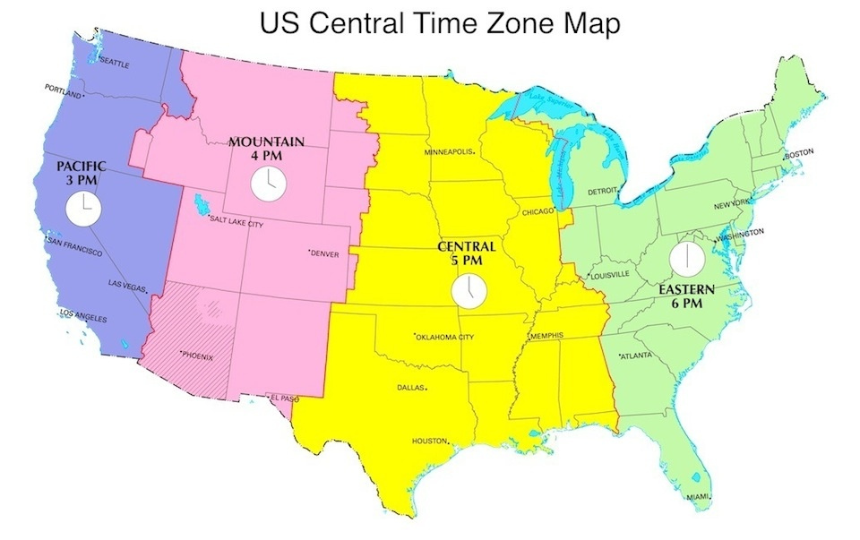 Central Daylight Time In US Now CDT Now US Time Zones Map