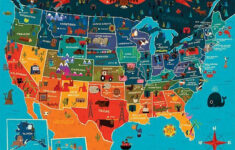 cool map of united states tourist personalized canvas art Cool Map Of United States Tourist Personalized Canvas Art