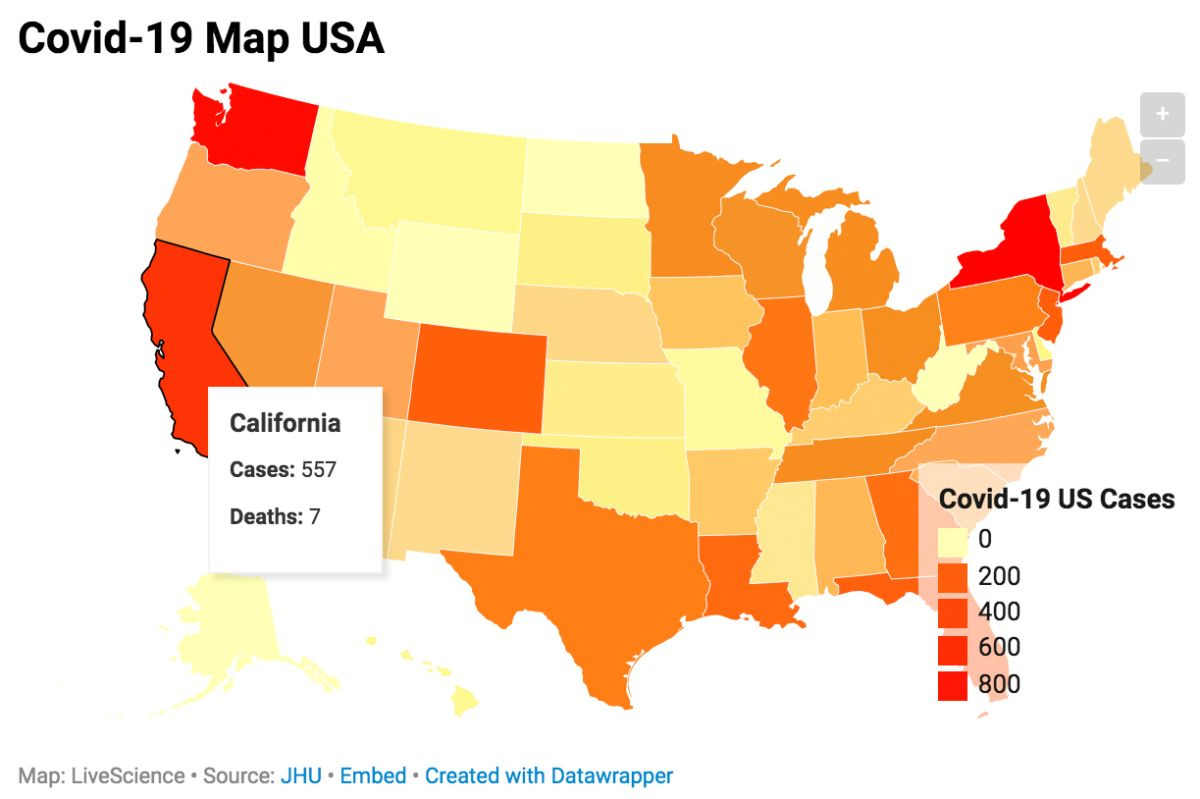 Coronavirus In The US Map Case Counts And News Live Science