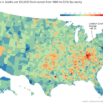 County Map USA Of Cancer Deaths As A Percentage Change From 1984