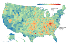 county map usa of cancer deaths as a percentage change from 1984 County Map USA Of Cancer Deaths as A Percentage Change From 1984