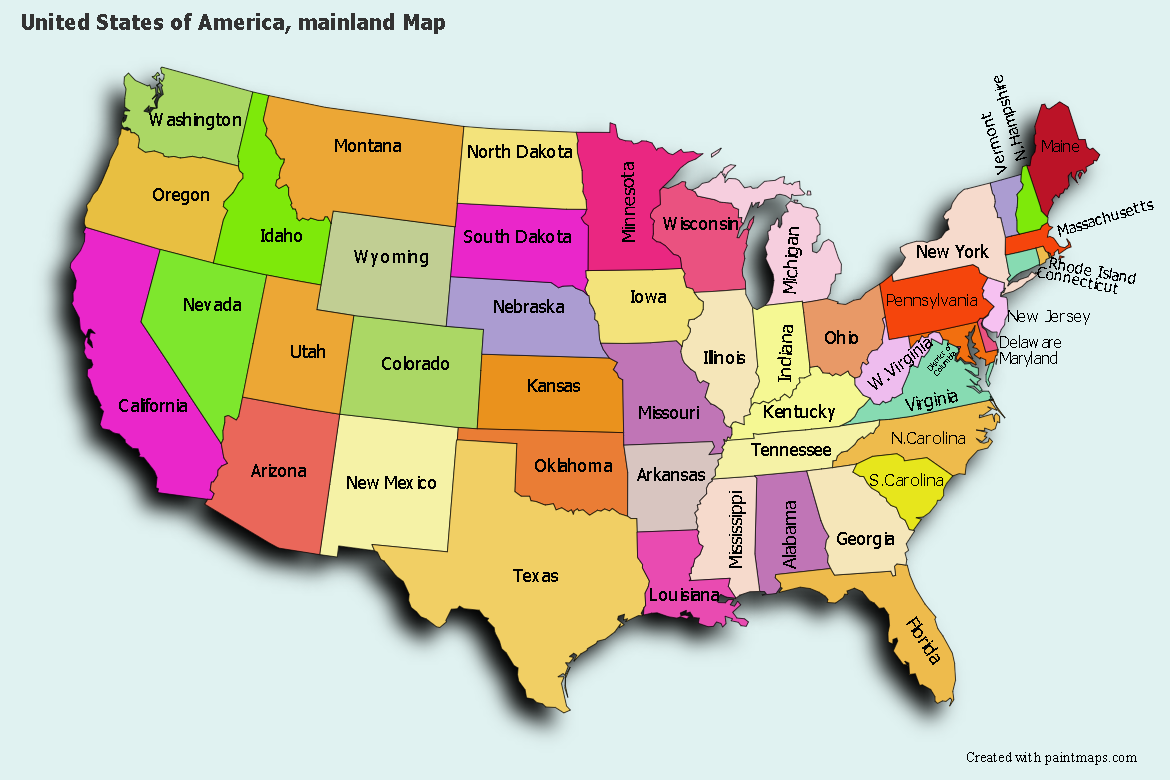 Create Custom United States Of America Mainland Map Chart With Online 
