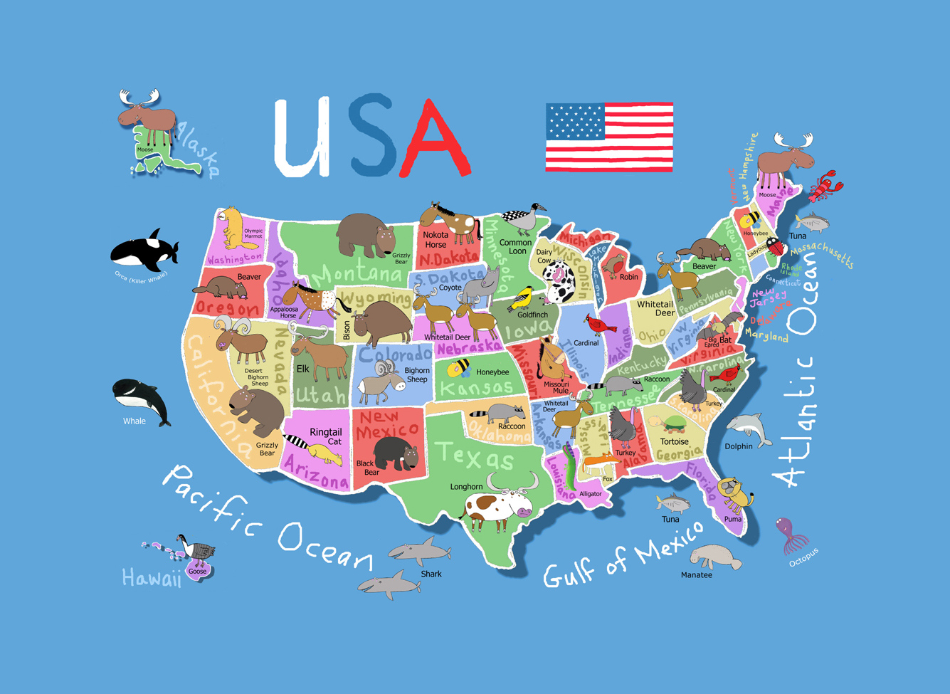 Detailed Cartoon Map Of The USA USA Maps Of The USA Maps 