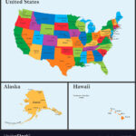 Detailed Map Of Usa Including Alaska And Hawaii Vector Image