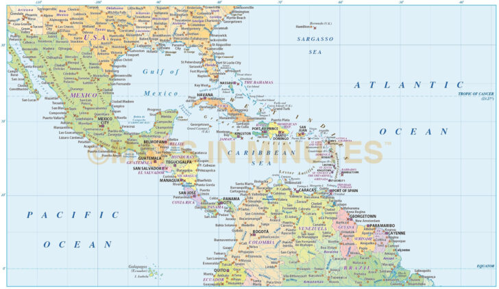 Map Of USA And Caribbean