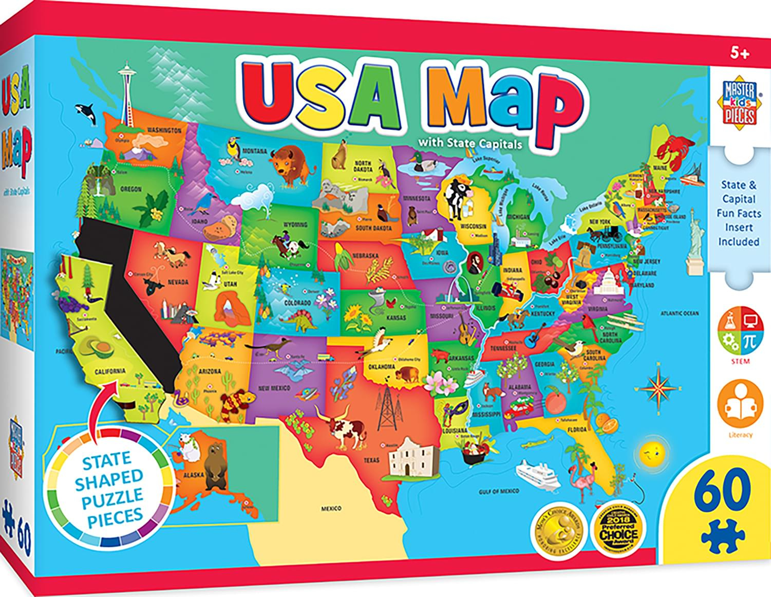 Educational USA Map 60 Piece Jigsaw Puzzle 705988118159 EBay