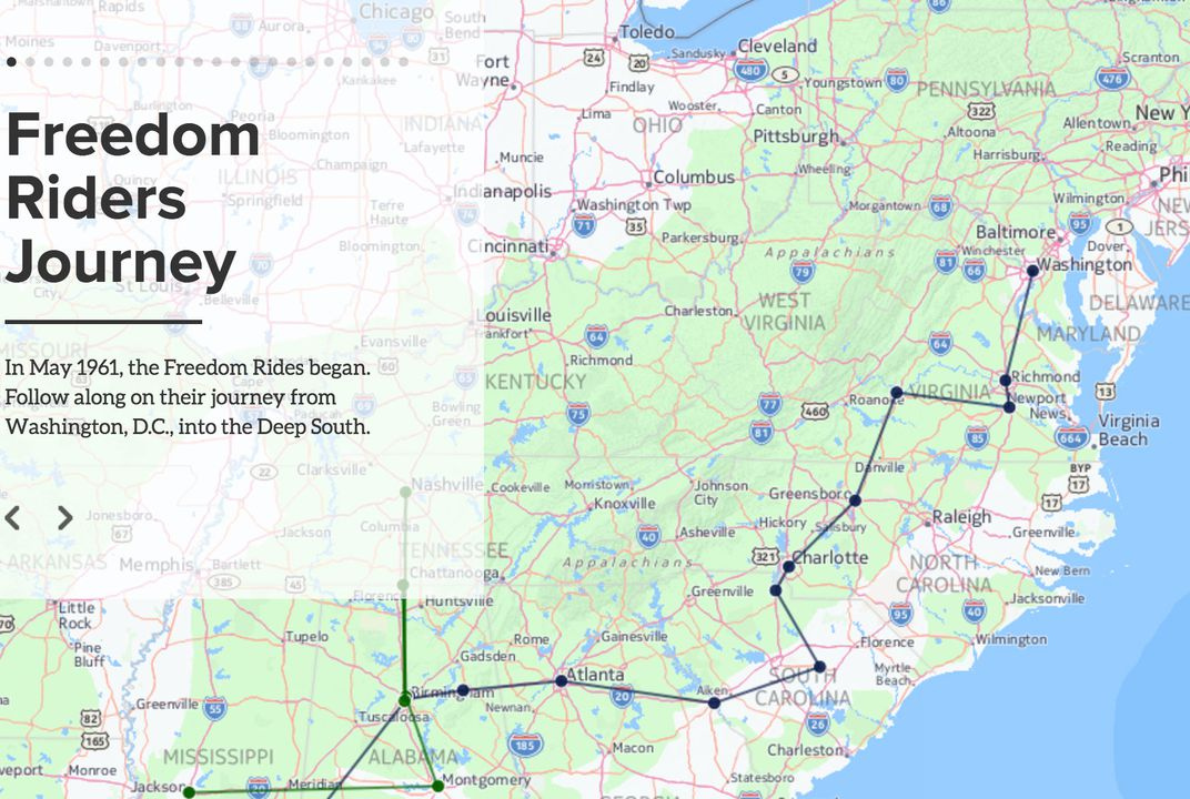 Follow The Path Of The Freedom Riders In This Interactive Map History 