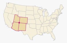Four Corners States Four Corners On Us Map HD Png Download