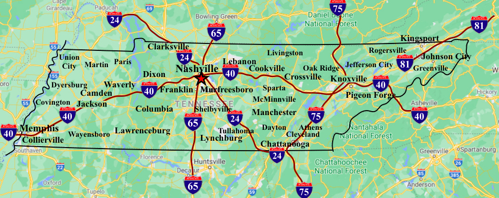 Free Printable Tennessee Map Collection And Other US State Maps