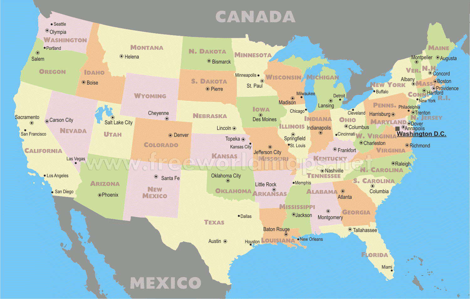 Free Printable Us Map With States And Capitals United States Map 