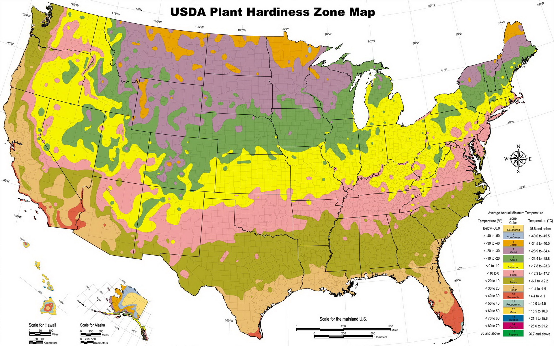 Hardiness Zones USA Map Printable Map Of USA
