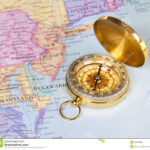 Gold Compass On Map Of United States Royalty Free Stock Image Image