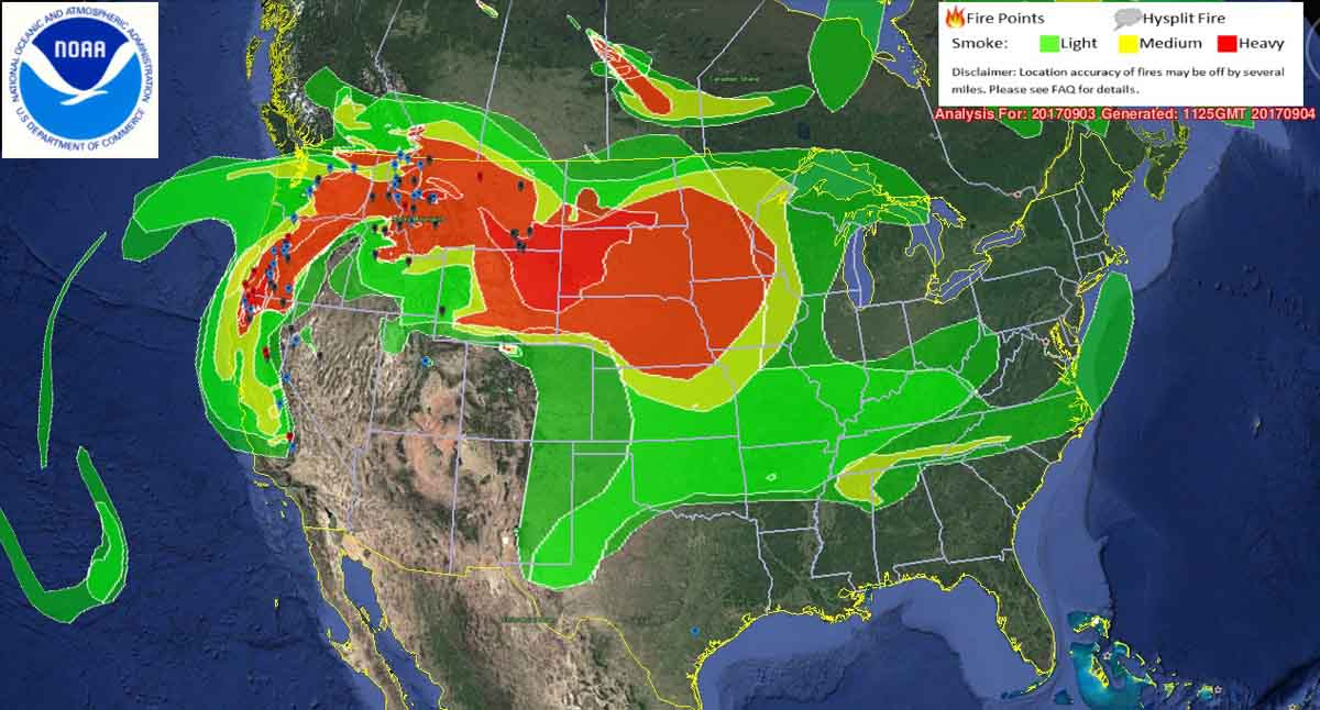 Heavy Smoke Continues To Spread Across Northwest And North central US 