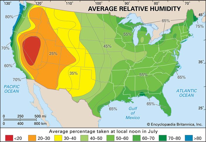 Average Humidity Map USA