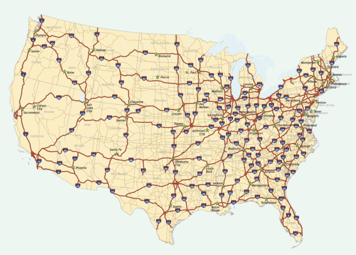 Map Of USA With Interstate Roads