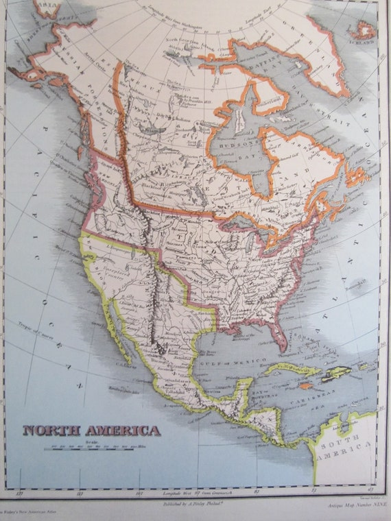 Items Similar To North America 1800 s Map Vintage United States 