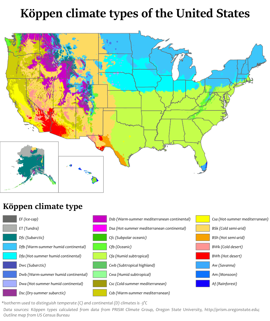 K ppen Climate Classification Map Of The United States Climates Map 