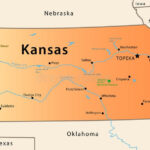 Kansas Map Illustration Of The Map Of Kansas USA The Brown Triangle