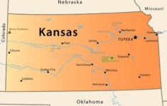 Kansas Map Illustration Of The Map Of Kansas USA The Brown Triangle