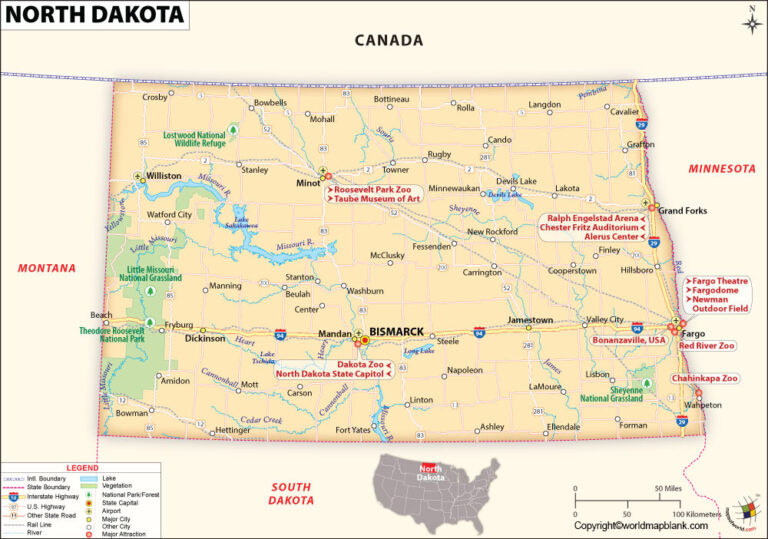 Labeled Map Of North Dakota World Map Blank And Printable
