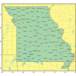 Laminated Map Detailed Administrative Map Of Missouri State Poster 24