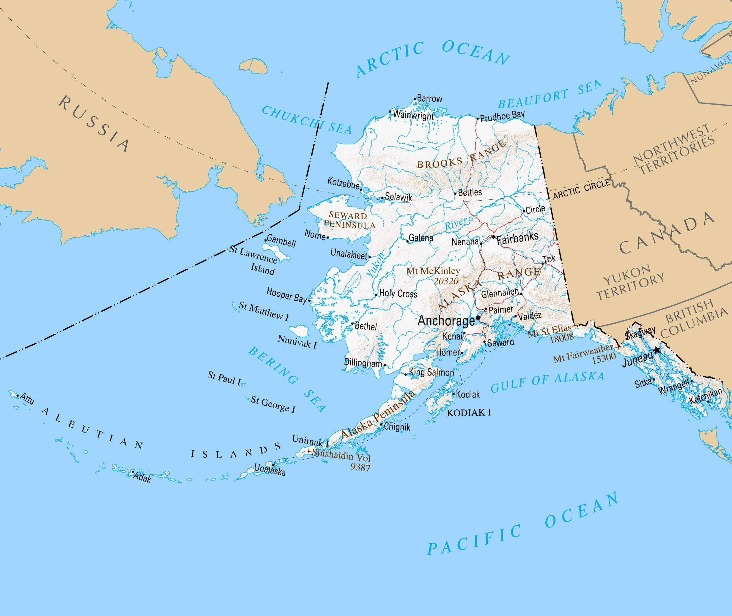 Large Map Of Alaska Cities
