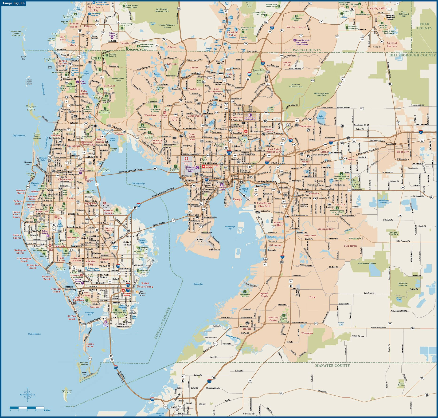 Large Tampa Maps For Free Download And Print High Resolution And 