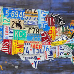 License Plate Map Of The USA Metal PRINT Etsy