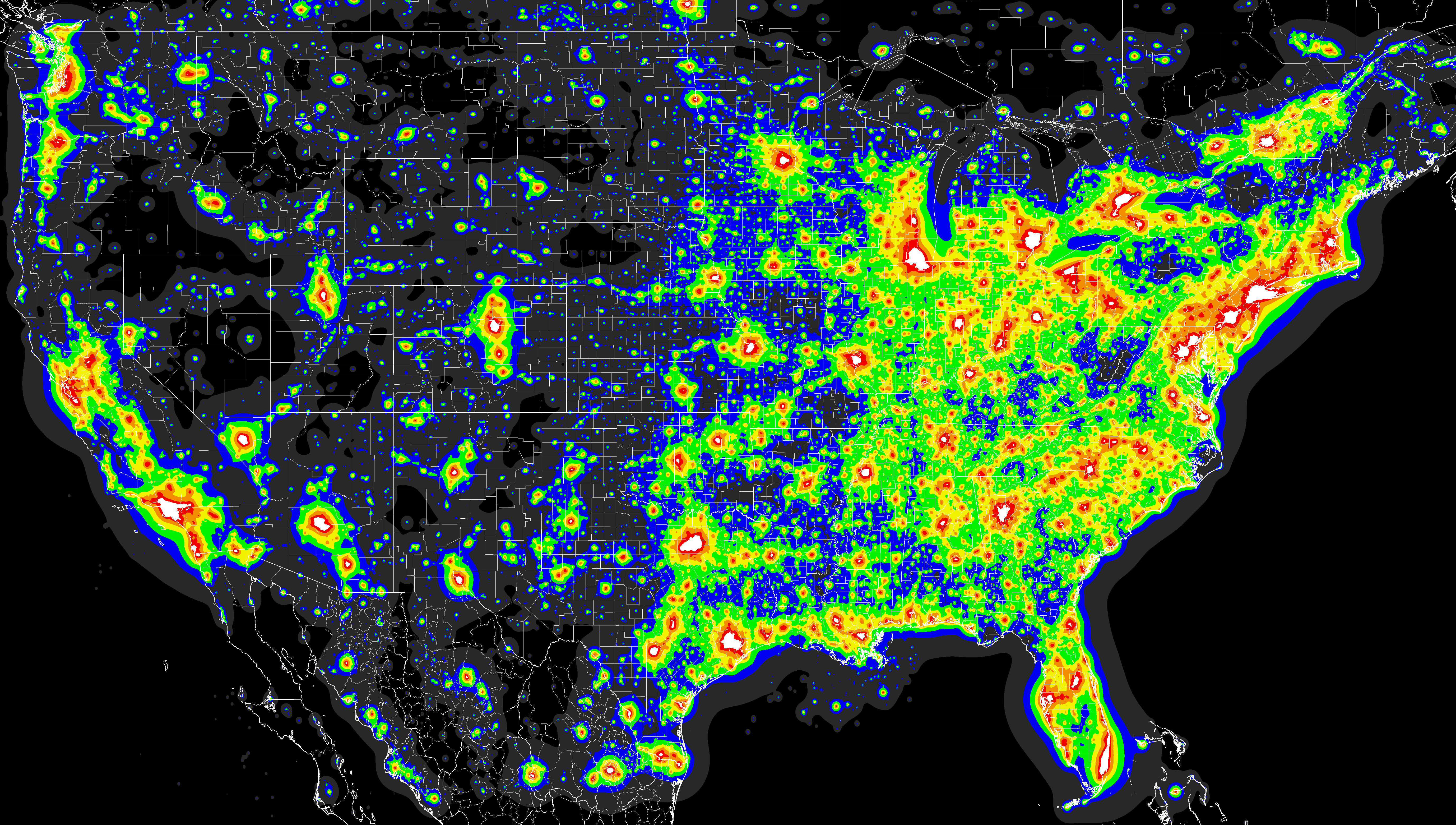Light Pollution Map x post From Mapporn Astronomy