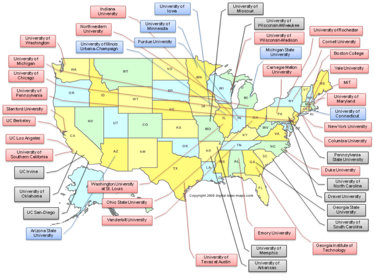 University Map USA