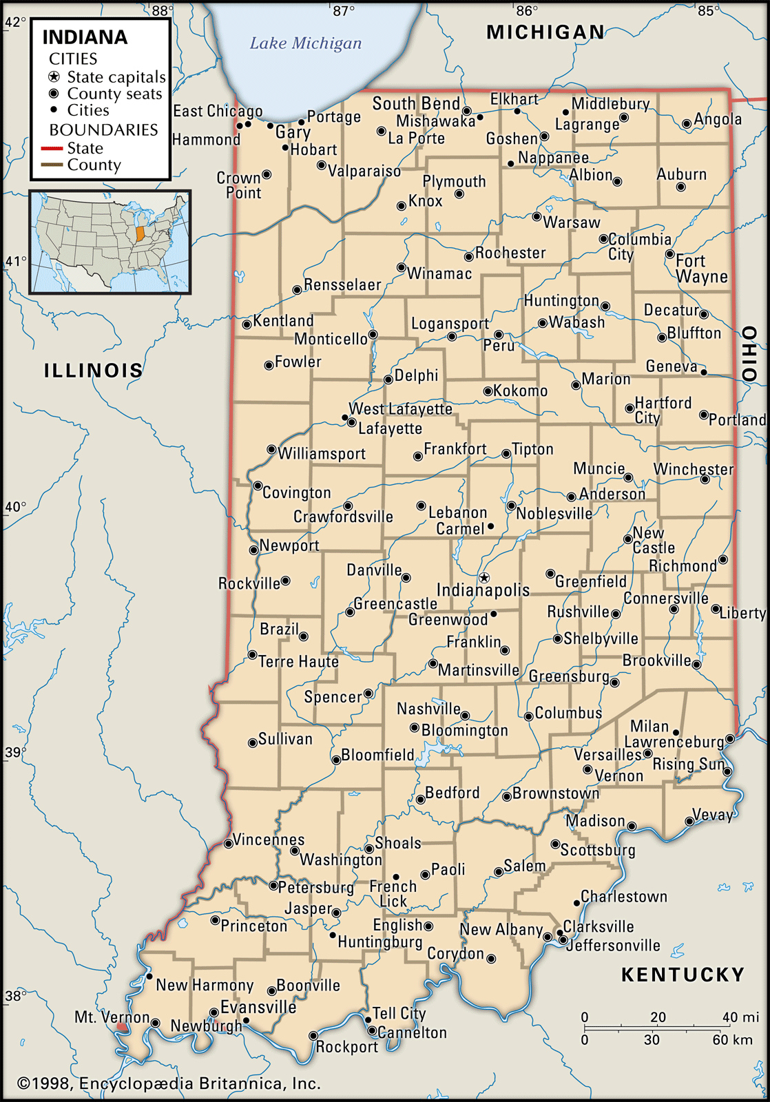 Map Indiana State Capitol