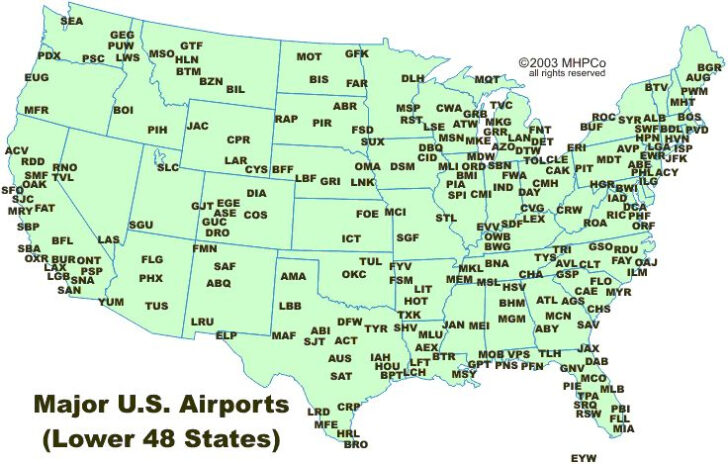 Major Airports USA Map